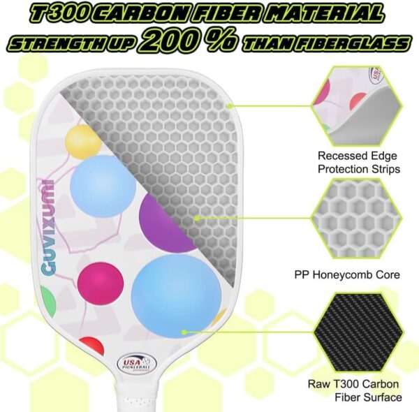 Guvixumi Pickleball Paddles Set of 2,Carbon Fiber Pickleball Paddles,Pickleball Rackets with Ergonomic Cushion Grip,Pickle Ball Paddle Set for Men and Women  Sports & Outdoors - Image 4